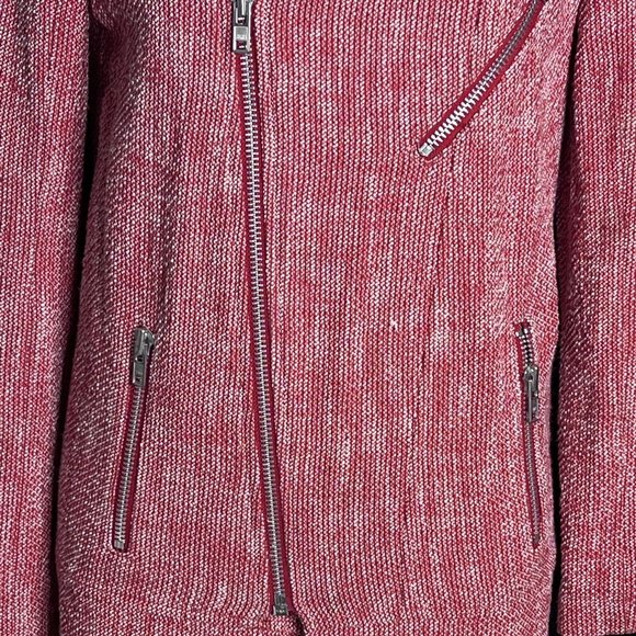 Vintage Belaire Red White Tweed Zip Up Sweater Coat  Metal Zippers Pockets S - Picture 10 of 12